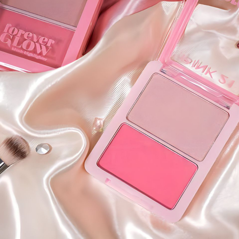 Duo de Blush e Iluminador pink 21 paleta Forever Glow | Shopee Brasil