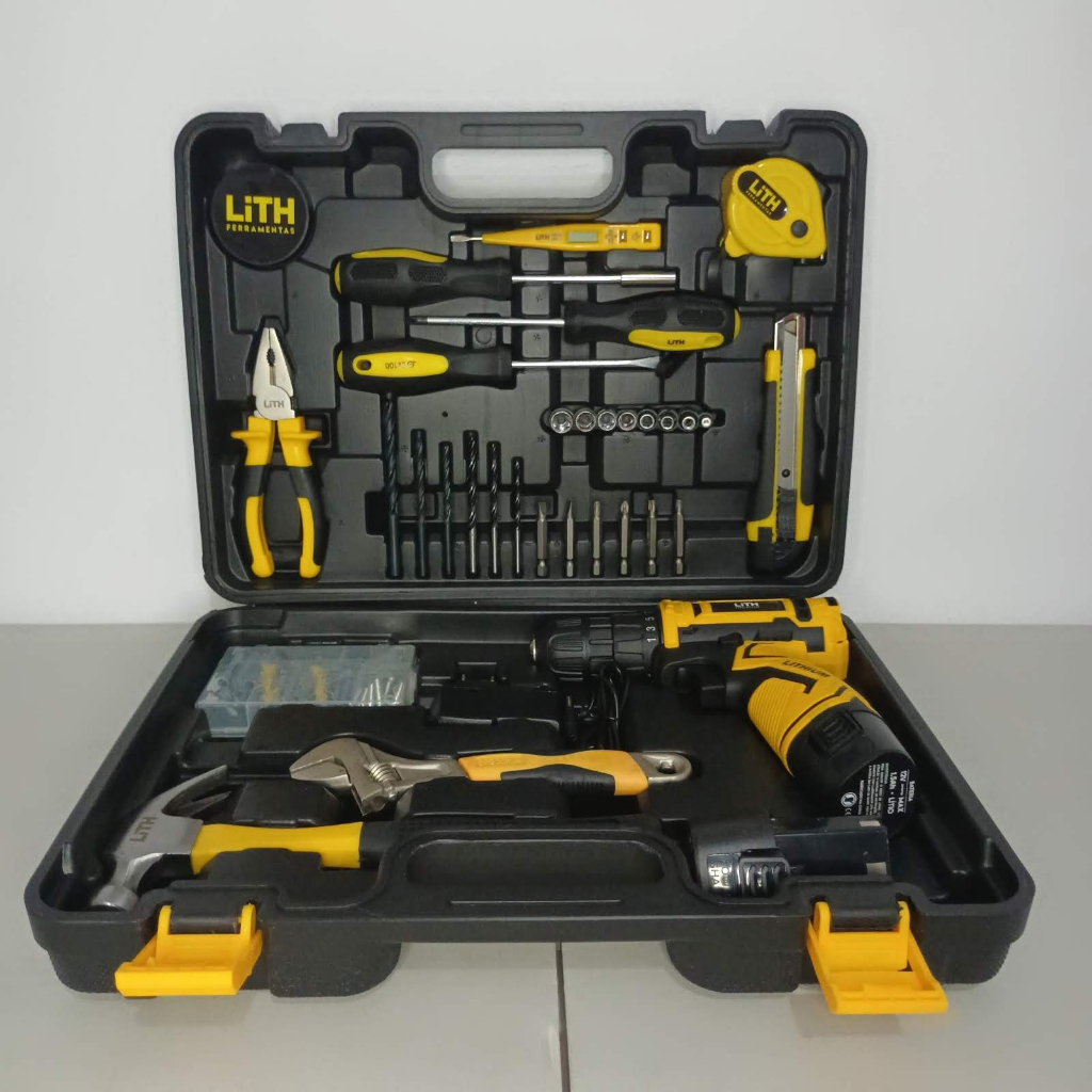 Parafusadeira Furadeira com 2 baterias de 12V Carregador Bivolt Maleta e Acessórios - LITH-LT2000