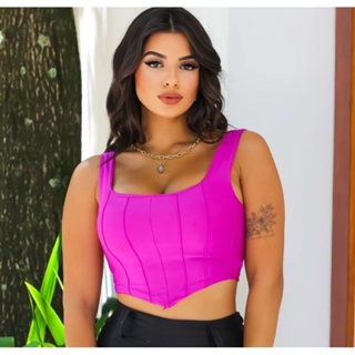 Cropped Corset Bico V Corselete Com Bojo Lançamento Verão