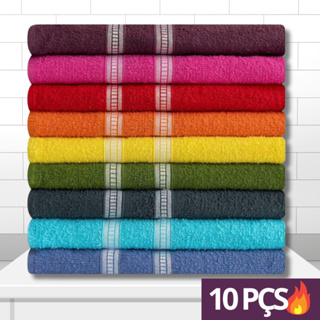 Kit 10 Toalhas de Banho Popular 60x120cm: Secagem Rápida Alta Absorção e Melhor Custo-Benefício