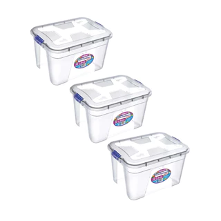 Kit com 3 Caixas Organizadoras Multiuso Transparente de 56 Litros para Armazenamento