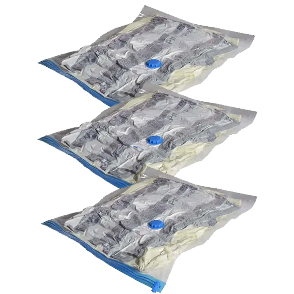 Kit com 3 Sacos À Vácuo Para Viagem Roupas Organização 60x80 Cm