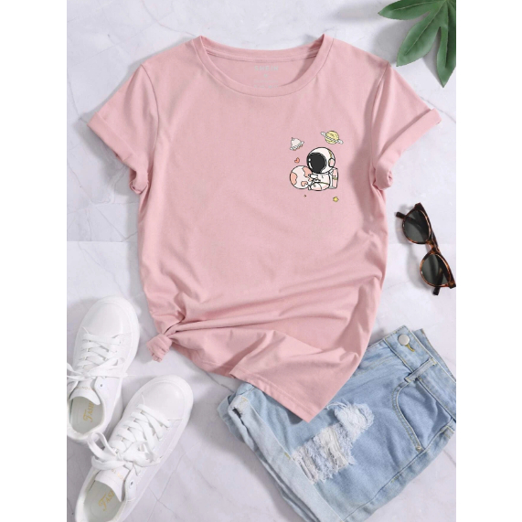 Camiseta de manga curta feminina 100% algodão, rosa doce, estampa Angel  Kitty, blusa solta, roupa