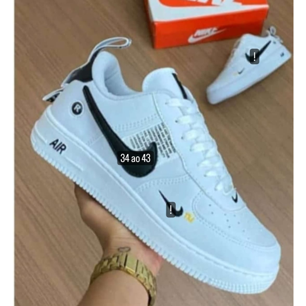 Tenis Masculino Feminino Branco/Preto/N-K Air Casual/Esportivo/Forse/Promoçao/Lançamento 2023