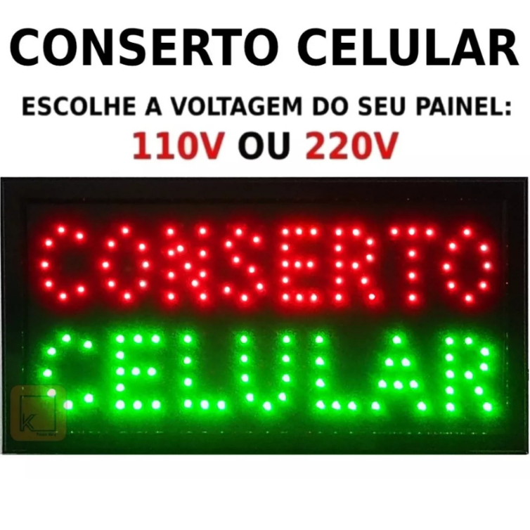 Painel LED Letreiro Placa Conserto Celular Luminoso LE-2008
