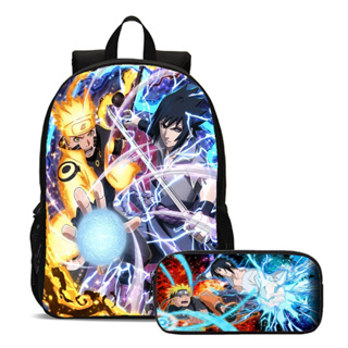 Kit Mochila Lancheira Estojo Anime Sasuke - Preto