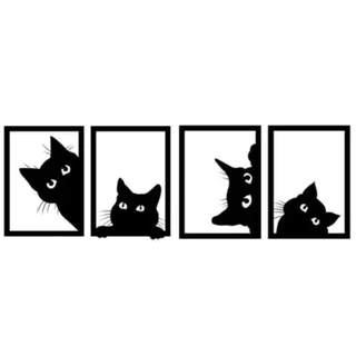 Conjunto 4 Quadros Vazados em MDF Gato