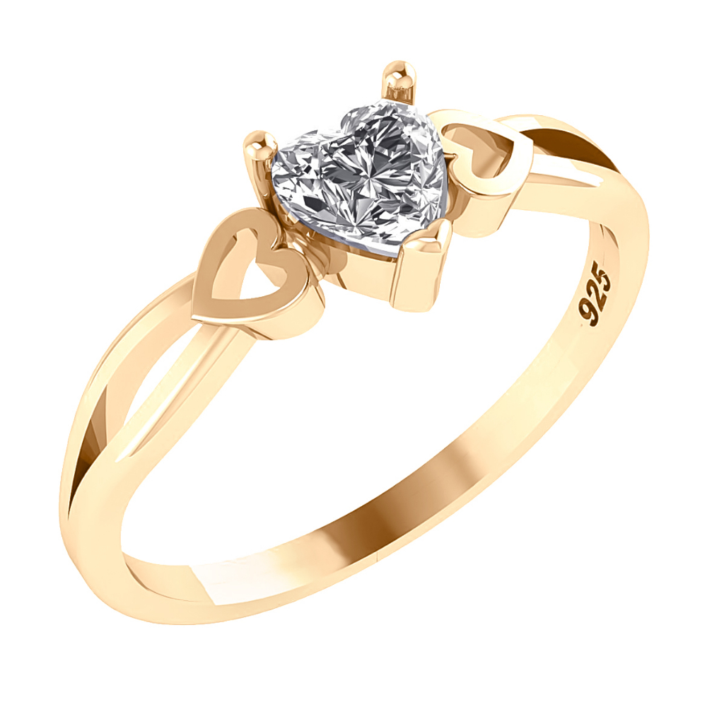 Anel Eterno Coração Pura Prata 925 Dourada Ouro 18k Zircônia