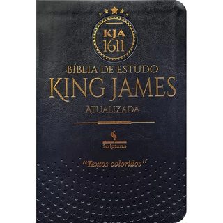 Bíblia de Estudo King James Atualizada | 1611 | Textos Coloridos | Capa Luxo Preta