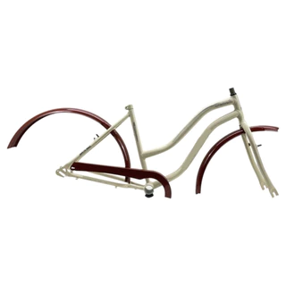 Kit Quadro De Bicicleta Em Aço Aro 26 Retro Vintage Antigo Branco Marrom Liquidaçao