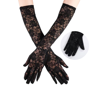 Luva Renda Sensual Longa Cosplay Rock Sexy Noiva Festa Lycra