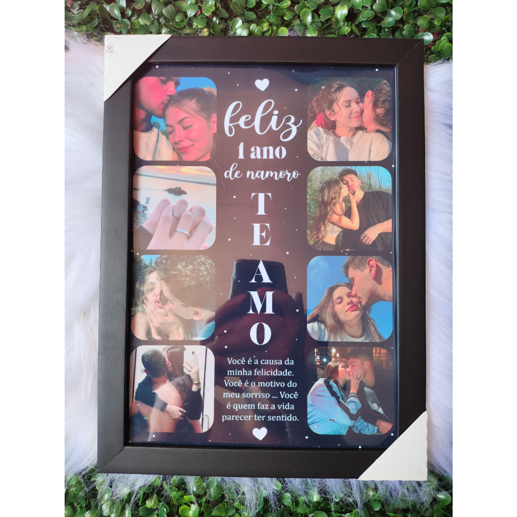 Quadro de casal personalizado | Te amo | Quadro personalizado com foto | 1 ano de namoro