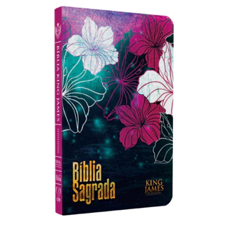 Bíblia Sagrada KJA | Capa Dura | Slim |Edição Luxo| Floral Magenta Com bordas coloridas