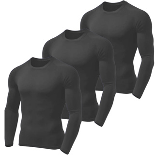 Kit De 3 Camisetas Térmicas Manga Longa Tecido C/Proteção UV 50
