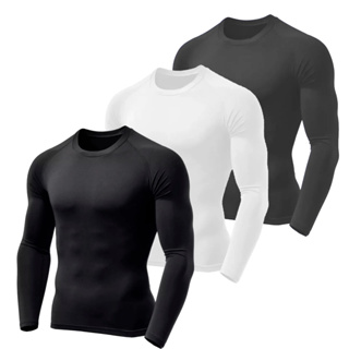 Kit De 3 Camisetas Térmicas Manga Longa Tecido Gelado