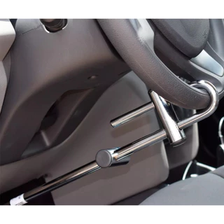 Trava Anti-Furto Carro Tranca De Segurança Cromada Aço Maciço Volante e Pedal