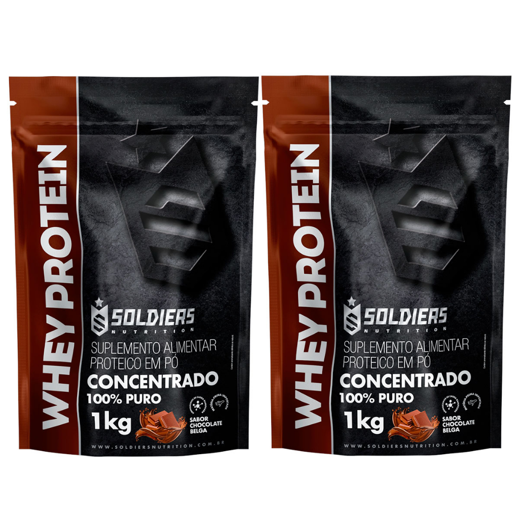 Kit: 2kg Whey Protein Concentrado – 100% Importado – Soldiers Nutrition