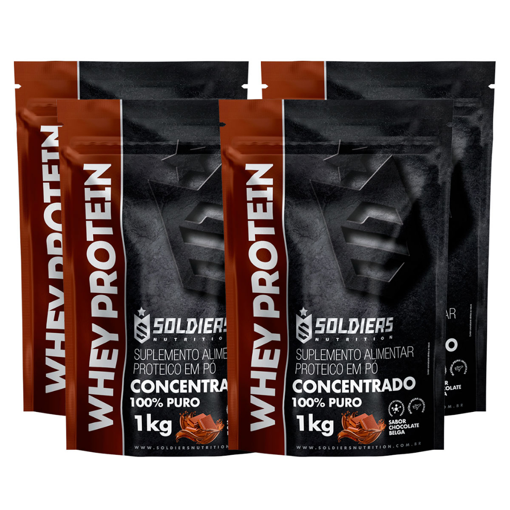 Kit: 4kg Whey Protein Concentrado – 100% Importado – Soldiers Nutrition