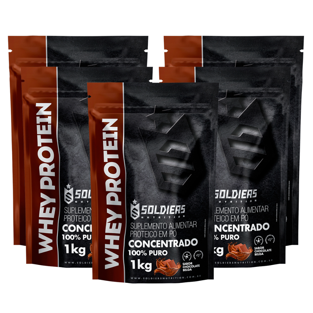 Kit: 5kg Whey Protein Concentrado – 100% Importado – Soldiers Nutrition