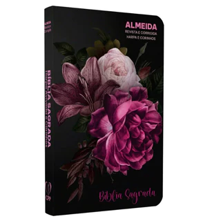 Bíblia Sagrada Slim Capa Dura | RC | Harpa e Corinhos | Edição Luxo - Arranjo Floral Com bordas coloridas