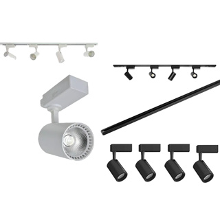 kit Trilho Eletrificado 1m + 4 spots 10w Branco/ Preto 3000k amarelo/4000k neutro/6500k branco