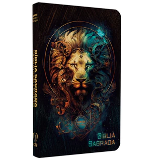 Bíblia Sagrada Slim Capa Dura | RC | Harpa e Corinhos | Edição Luxo - Leão Dourado Com bordas colorida