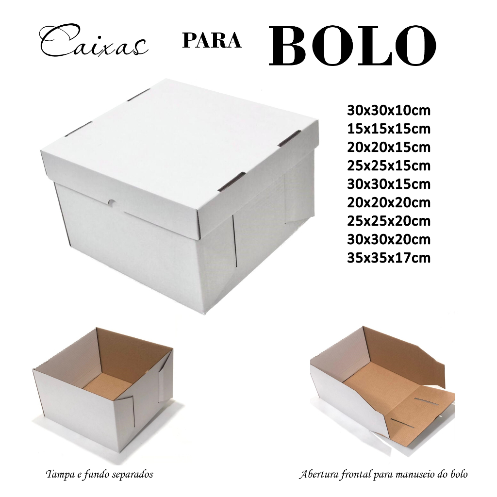 10 Caixas para Bolo Alta Resistente Abertura Frontal 09 tama