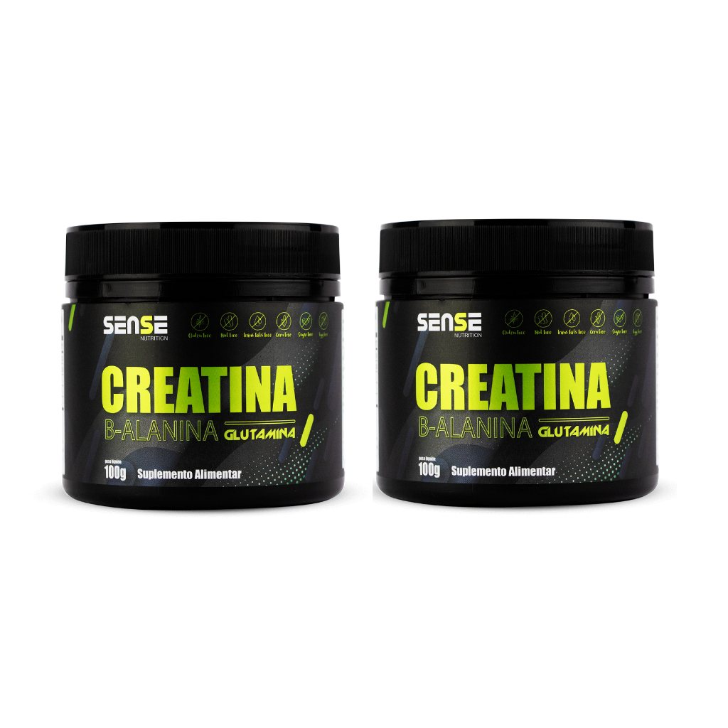 Kit 2x Creatina + B-alanina + Glutamina 100g Sense Nutrition