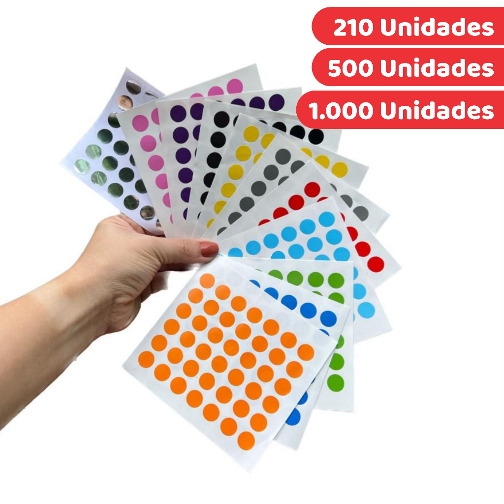 Etiqueta Bolinha Identificação Codificação Redonda 12mm Cartela com 42 unidades