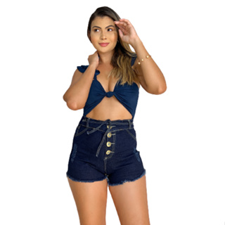 Kit 2 Shorts Jeans Feminino Cintura Alta Bermuda Desfiado Preço de fabrica Atacado