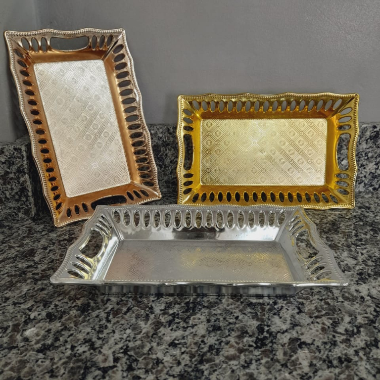 Bandeja BRONZEADA para decoracoes de mesa - HU78379 Plastico decorativa para casa bolo de frutas
