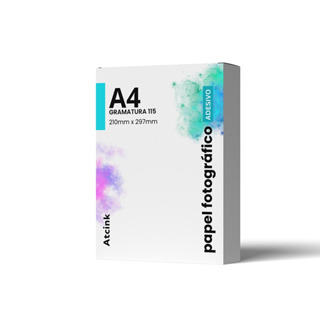 100 Folhas Papel fotografico [ Glossy ] Brilhante ADESIVO 115 A4- p/ impressão jato de tinta.
