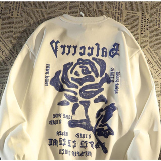 Moletom Gola Redonda Algodão Peluciado Unissex Rosa Blue Rose Aesthetic