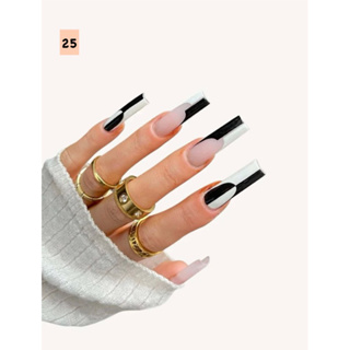 Kit Com 24 Unhas Postiças Yin Yang, Art Nail