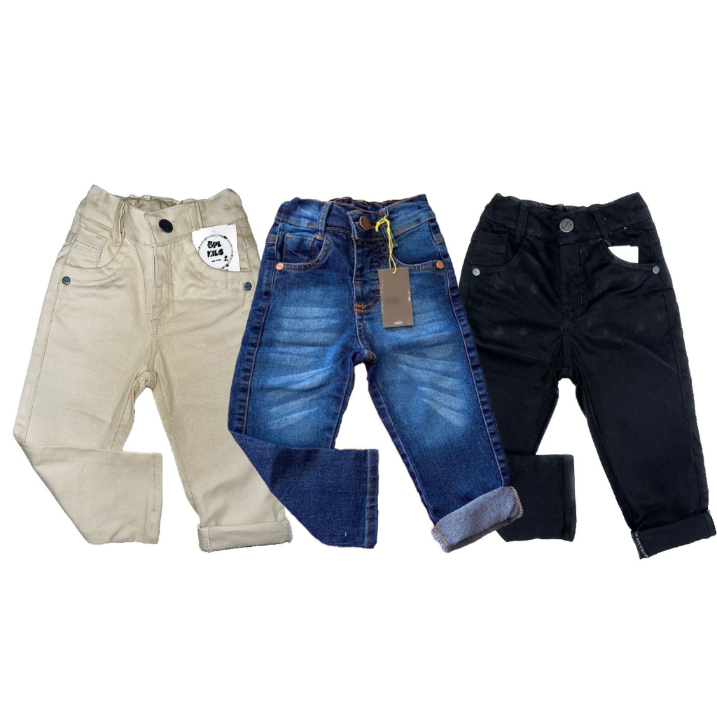 Calça Infantil Slim Skinny Menino Jeans Cores Masculina