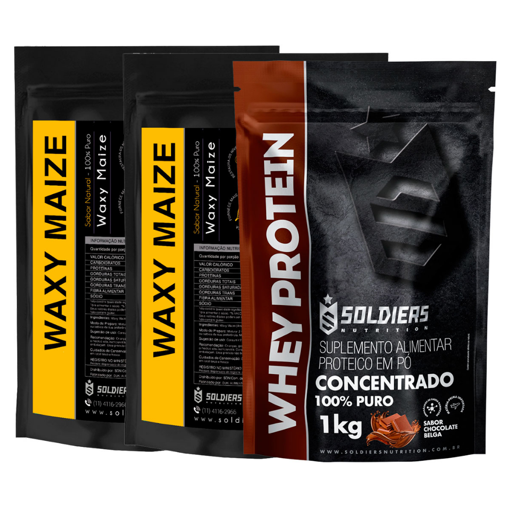 Kit: Whey Protein Concentrado 1Kg + Waxy Maize 2Kg – Soldiers Nutrition