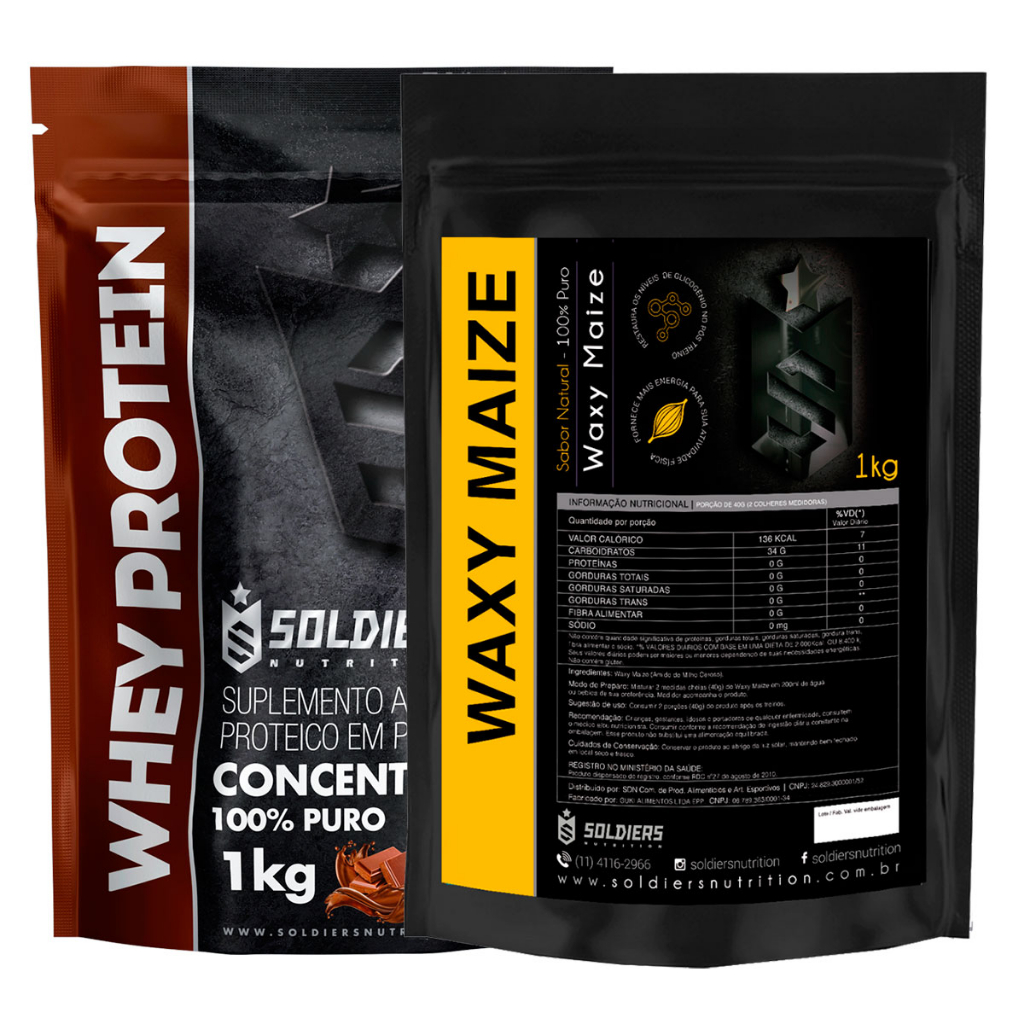 Kit: Whey Protein Concentrado 4Kg + Waxy Maize 2Kg – Soldiers Nutrition