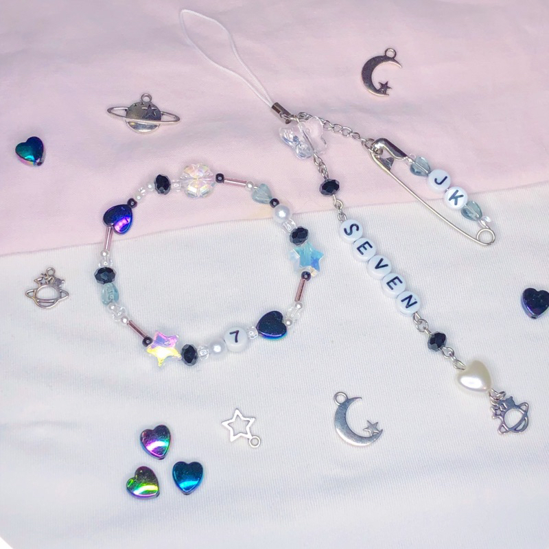 kit pulseira + chaveiro seven jungkook bts jk miçangas | Shopee Brasil