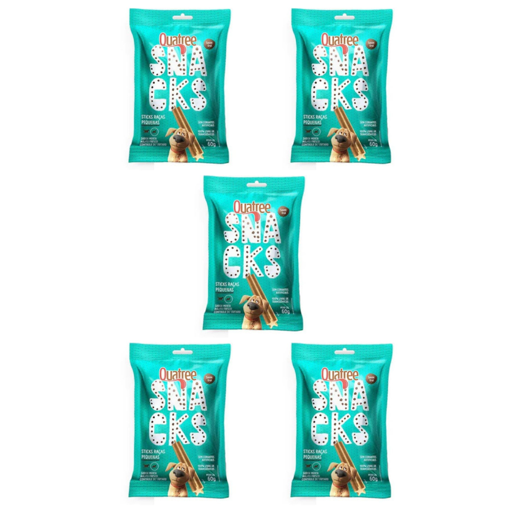 Kit 5 Petisco Quatree Snacks Cães Sticks 60 Gr em Oferta na Shopee