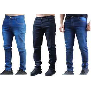 Kit 3 calças Jeans Masculina Lycra Básica