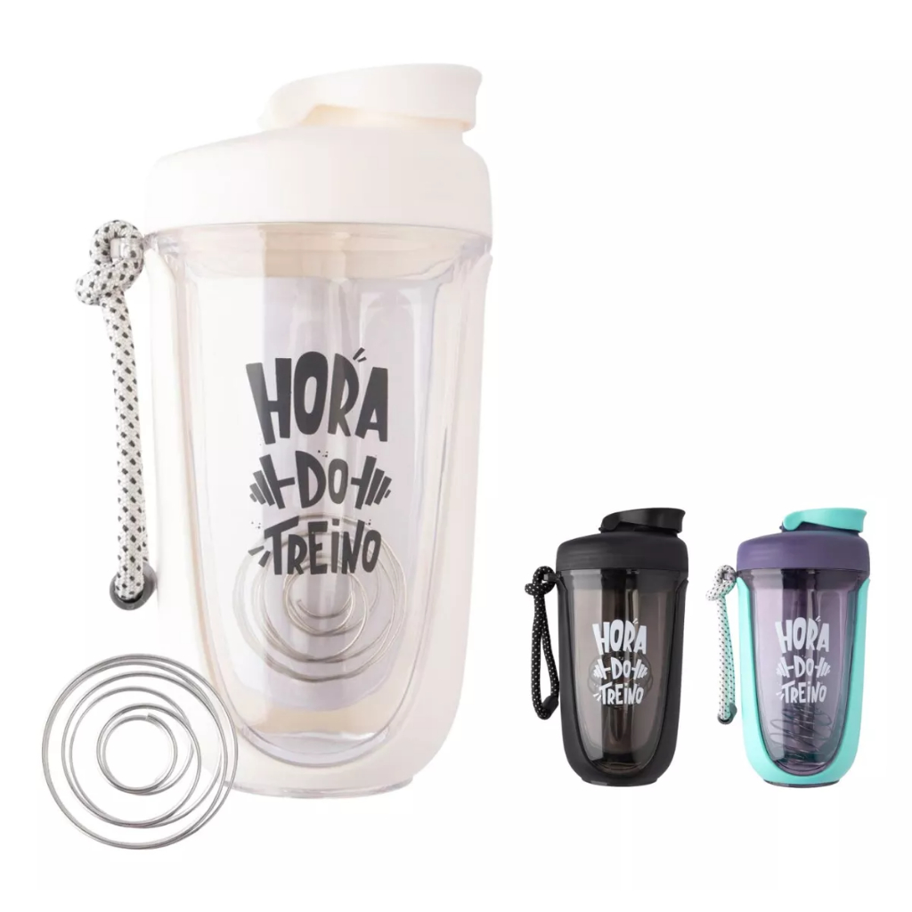 Coqueteleira Shaker Squeeze Com Esfera Treino Academia 550ml