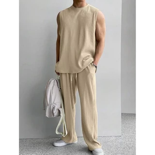 Conjunto Masculino Malha Canelada de Algodão