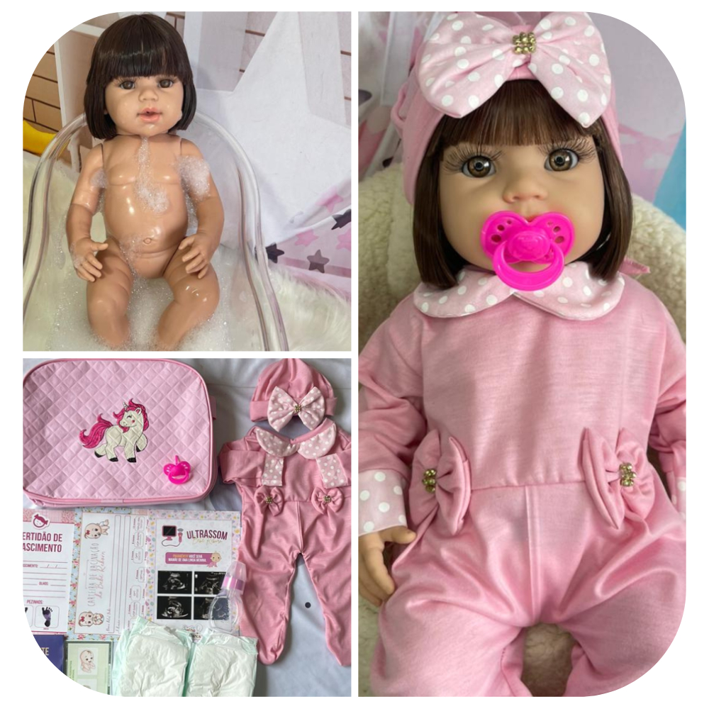 Brastoy Bebê Reborn Boneca Pintada Silicone Realistic Menina Porco Rosa  Original 48cm em Promoção na Americanas