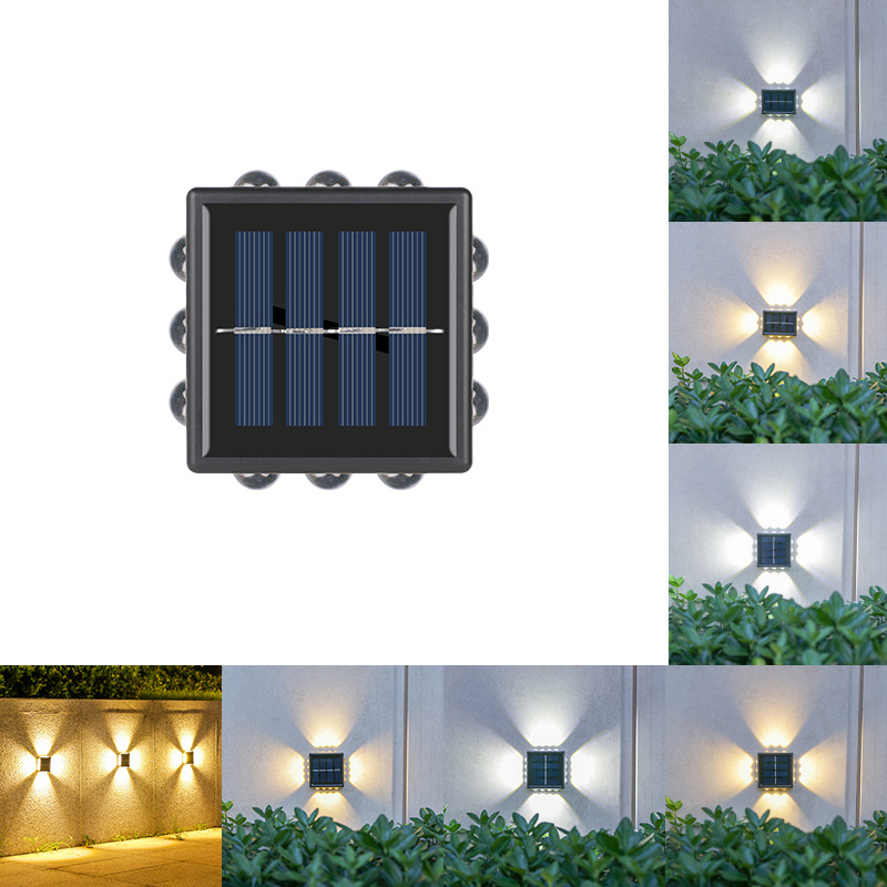 Imagem do produto Kit Iluminação Arandela Solar 4 Focos Parede Slim 12 Fachos Led Externa 1