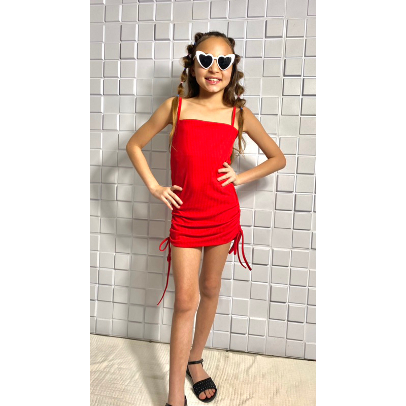 Vestido Gringa Alcinha Infantil de Amarrar Promoção Verão Criança