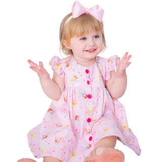 Vestido de Bebê Roupa Menina Infantil Com Tiara 100% Algodão - Mundo Nina - Alicia