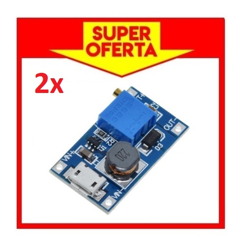 2 Módulo Regulador de Tensão DC Step UP Mt3608 com entrada Micro USB Arduino, Esp, Raspberry