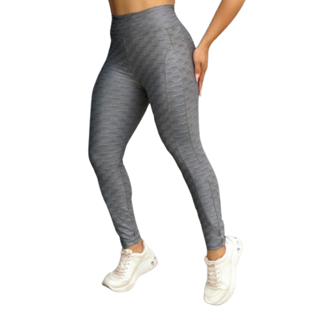 Calça Legging Brocada Fitness para Academia Casual, Tecido Grosso Bolha ...