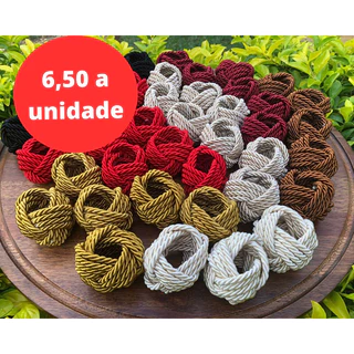 Kit 4, 6 e 8 porta guardanapo cordão São Francisco entrelaçado mesa posta