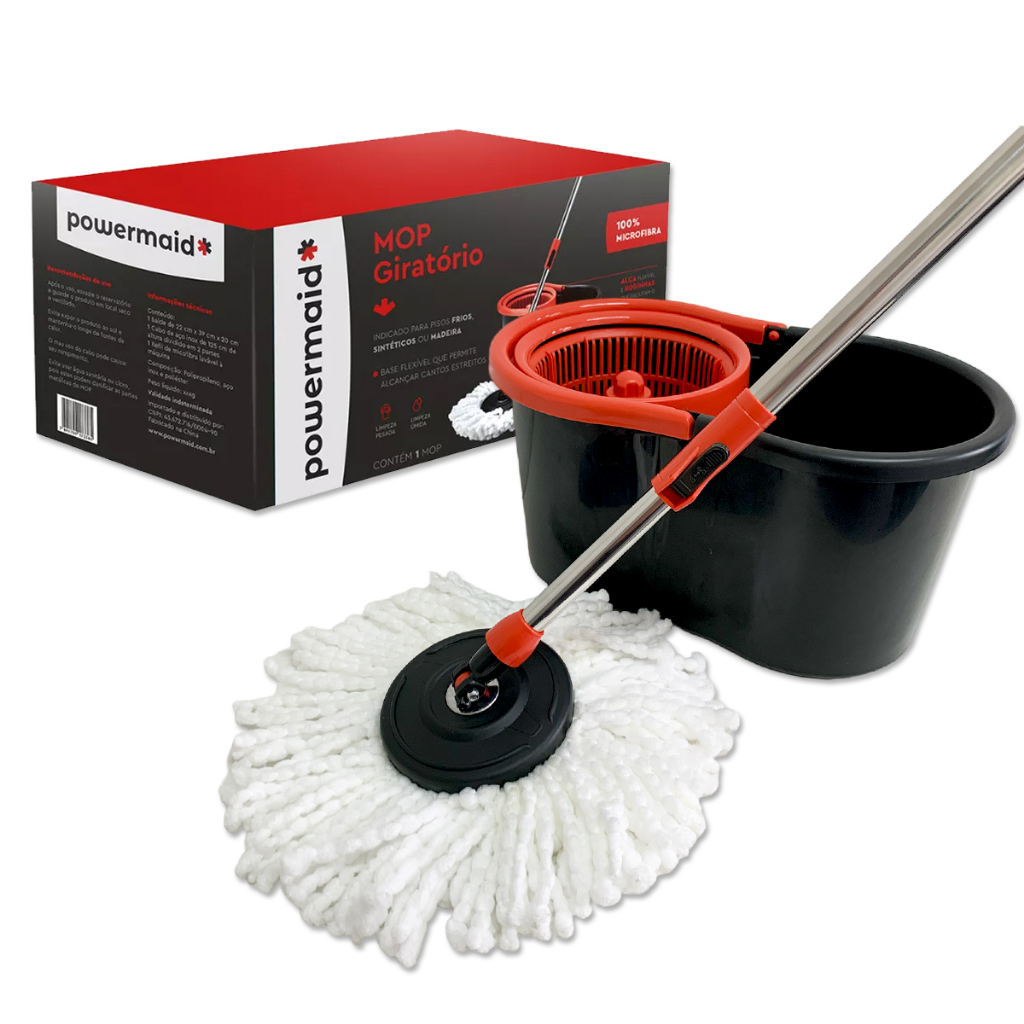 MOP GIRATORIO COM BALDE E REFIL MICROFIBRA POWERMAID - 3385